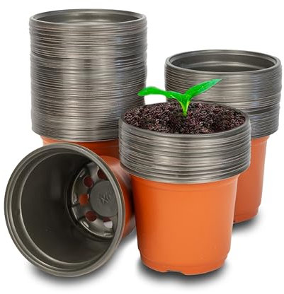 ZANGCO Reusable Plastic Plant Pots - Durable, Lightweight Planters for Indoor and Outdoor Use - Modern Design with Drainage Holes (40, 8CM)