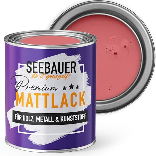 SEEBAUER diy Mattlack Rot 375ml für Innen & Außen (No. 340 Red Wine) Möbelfarbe ohne Schleifen - Hybrid-Lack für Holz, Metall, Kunststoff - Holzlack, Möbellack hohe Deckkraft