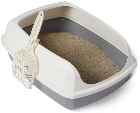 Amazon Basics, Lettiera per Gatti Alta, con Parte Superiore Aperta, Bianco/Grigio, 51x38x20cm