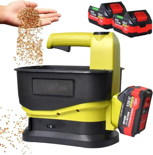 WaaYb Handdüngerstreuer, 5,5 l elektrischer Akku-Rasensamenstreuer, 2 * 4,0 Ah batteriebetriebener Salzstreuer mit Variabler Durchflussrate, 6-stufig Einstellbarer Streubreiten-Saatgutspender