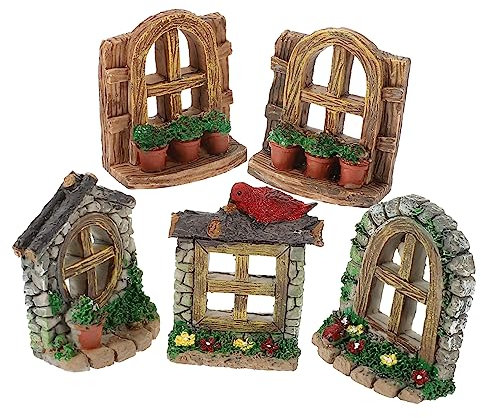Yardwe 3 Sätze Gartenfensterschmuck Künstlicher Olivenbaum Mini-Vakuum Feengartenfenster Zwerge Feengarten Zubehör Feenfenster Gartenbaum-kunstmodell Randlos Anlage Kunstharz 5 Stück * 3