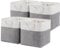 ICEMOR 33 x 33 x 33 cm Cube Storage Boxes, 4 Pack Large Collapsible Fabric Storage Bin with Ropes, Foldable Storage Cubes for Home, Office,Closet, Clothes, Toys Organizer (White & Grey)