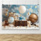 Bovlleetd Träumerisch Bär Schatzsucher Fotografie Hintergrund Wolken Sterne Mond Globus Hintergrund für Baby Dusche Geburtstage Party Graduierung Zeremonien Hochzeiten 180x350cm Vinyl