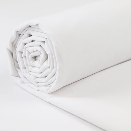 A-Express 100% Baumwollstoff - 150 cm (60 Zoll) Breit – Uni Baumwoll stoff Meterware - Ideal für Patchwork, Nähen, Vorhang, Futter, Bettwäsche, Schneiderei, Kissenbezüge - Weiß 0.5 Meter