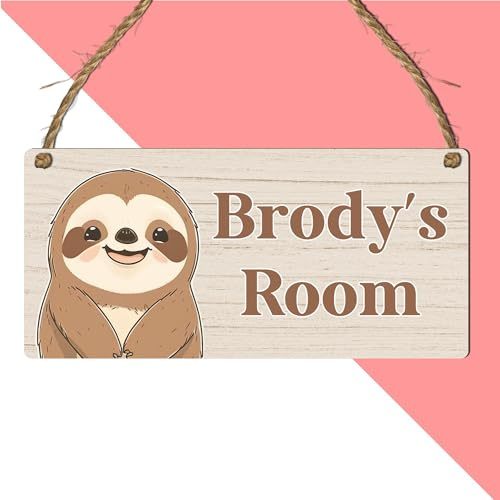 Cute Jungle Zoo Animals Theme | Personalised Children's Bedroom Sign | 13 Animal Designs To Choose | From Door & Room Name Plaque (Sloth)