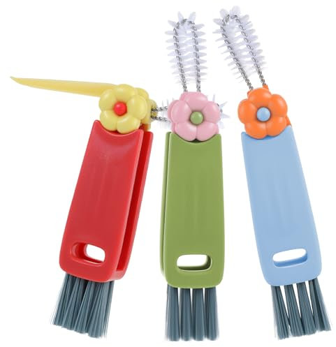 Lnngub 3 In 1 Cup Lid Cleaning Brush,Portable Cup Lid Cleaner 3 In 1 Multifunctional Crevice Cleaning Brush for Cuplid Bottle Gap Tight Spaces,3 Pcs