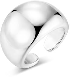 ALEXCRAFT Sterling Silber 925 Ringe Groß Damen Herren, Einfacher Offen Verstellbare Silber Daumen Finger Umarmen Ringe Klobig Chunky Dick Breit Ring Groß Glatter Kuppel Wassertropfen Unisex Ring