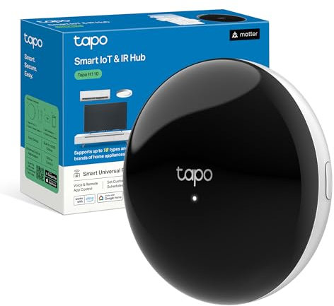 Tapo H110 Smart Hub IR & IoT - Supporta 18 Tipi di Dispositivi, oltre 8000 Marchi, Hub per Sensori Tapo, Controllo Vocale con Alexa/Siri, Compatibile con Matter, Timer, Programmazione, Telecomando
