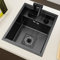 Fregadero oculto con grifo plegable, diseño invisible que ahorra espacio para islas de cocina