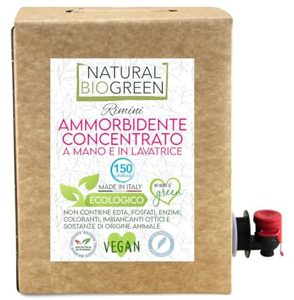 Naturalbiogreen Ökologischer Weichspüler für Hand und Waschmaschine, ohne Parfüm, hypoallergen, 3 Liter