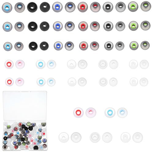 Hpmjz 66 Pcs Silicone Earbud Tips Soft Earbuds Replacement Set Ear Bud Rubber Tips Comfort Eargels Cap Noise Isolation Earbud Covers Round Headphone Ear Tip Fit Most in-Ear Earbuds S/M/L