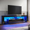 ELEGANT TV Stand Cabinet Unit with 16 RGB LED Lights, High Gloss TV Stand with Large Storage and 1 Big Drawer, Modern Black TV Cabinet with 2 Glass Shelf for Living Room, Bedroom 1800x350x505mm