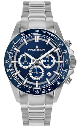 JACQUES LEMANS - Chronographen Liverpool - Quartz Uhrwerk - Gehäusebreite: 43 mm - Edelstahl - Dark Blue - 20 ATM