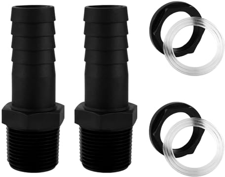 2 Pezzi Kit di Collegamento Serbatoio Pioggia, Set di collegamento per Serbatoio dell'acqua Piovana, Con Gommino e Guarnizione, per Barili di Acqua Piovana,Cisterne (Nero / 2* Connettore Per Secchi)