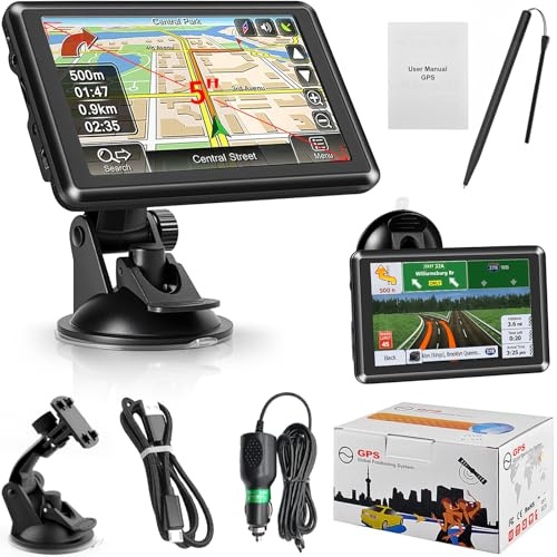 5 Inch GPS Navigator Sat Nav - 2025 Latest UK Map Sat Navs for Cars, Trucks and Buses,HD TFT Touch Screen HGV Satnav, Voice Turn Directions, Postcode Search, Lifetime Free Updates