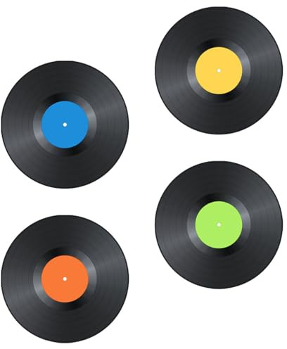 SOIMISS Vinyl Schallplatten Wandaufkleber Wanddekoration aus Pvc 4 Stück Abnehmbare und Verschleißfeste im Retro Stil für Disco und Vintage Musik Themenpartys
