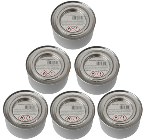 campcooga Sicherheits Brennpaste 200 g Chafing Dish Speisenwärmer Fondue Warmhalteplatte Brenngel Rechaud (6 Stück, 1200, Gramm)