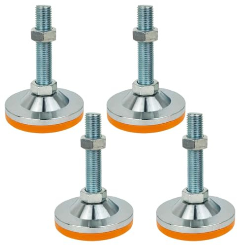 TOP-MAX Lot de 4 pieds de nivellement réglables pour meubles, 80 mm de diamètre, antidérapants, avec filetage M12, pièces de réparation pour établi, machines, maison, bureau, industriel
