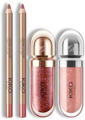 KIKO Milano Lip Glow Sets | Creamy Comfort Lip Liner 05, 21 & 3D Hydra Lipgloss 20,44 | The Perfect Lip Set for Defined & Glossy Lips