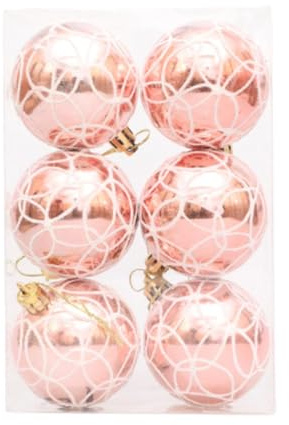 Hisxrcal 6 Teiliges Set Weihnachtskugeln, Christbaumschmuck, Dekorative Weihnachtskugeln, Roségold