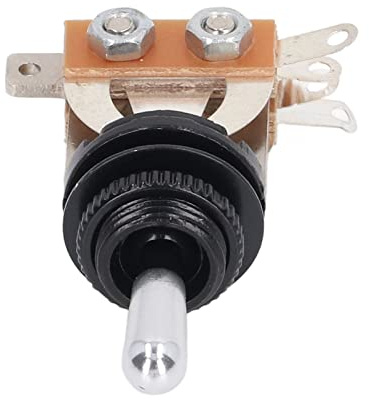 Jeanoko Interrupteur à Bascule pour Guitare, Bouton Supérieur Court et Droit argenté pour Kit de Sélection de Micro de Guitare électrique avec Rondelle Noire – Matériau Métallique – 1 unité