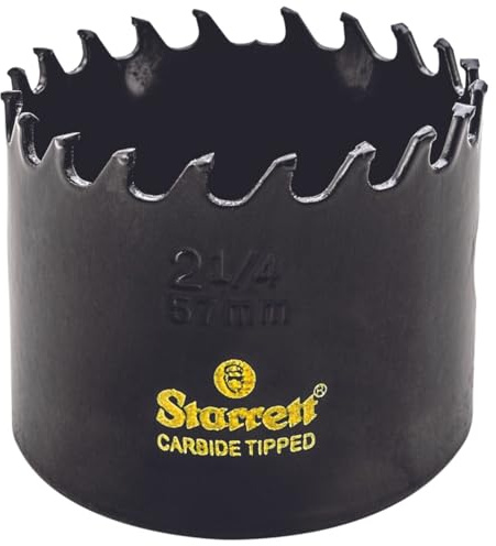 Starrett Tungsten Carbide Tipped Hole Saw - CT214 Deep Cut Holesaw Cutter - For Wood Suspended Flooring Reinforced Concrete & Fibreglass - 57MM