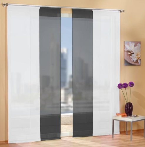 Gardinen Set, 2 x Flächenvorhang Schiebegardine mit Zubehör, 245x60, Weiß, 2 x Flächenvorhang Schiebegardine mit Zubehör, 245x60, Schwarz, 8558985589