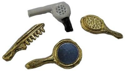 alles-meine.de GmbH 4 TLG. Set Föhn Kamm Handspiegel Bürste Zubehör für das Bad Badzubehör Miniatur