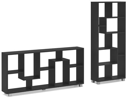 Skraut Home | Bücherregal Bibliothek | Bookshelf, Bookcase | 162x67x31cm | Aufbewahrungsregal | Moderner Stil | Schwarz