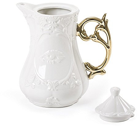SELETTI Teiera in Porcellana Ø Cm.13 H. 23 I-Wares con Manico Oro
