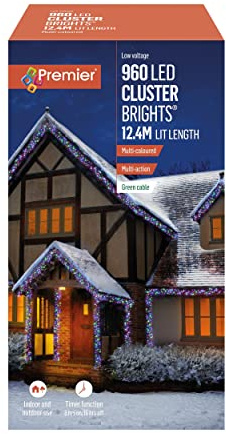 Premier Decorations Decorations-960 Multi Action Cluster LED Lights with Timer Colour, ONE Size
