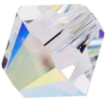 200 Stück Adabele österreichische 5 mm facettierte Doppelkegel-Perlen Klar AB kompatibel mit Swarovski-Kristallen Preciosa 5301/5328 SSB502