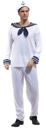 thematys Matrosen-Kostüm mit Mütze – Herren Verkleidung für Karneval, Fasching & Halloween, Einheitsgröße