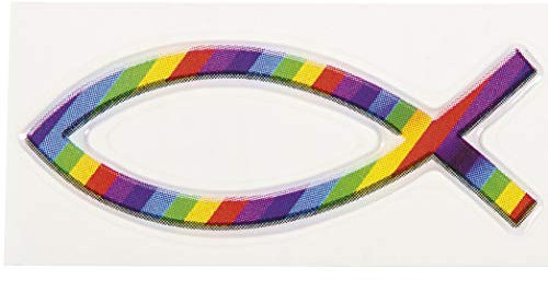 Christliche Geschenkideen Auto Aufkleber Fisch Regenbogen (Regenbogen Streifen)