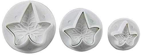 DIVISTAR Weiße 3 Stück geäderte Efeu-Ahornblatt-Design Sugarcraft Kuchen Dekoration Plunger Cutter DIY Kunststoff Fondant Kuchen Keks Dekorieren Formen für Kithcen Kochen Backen