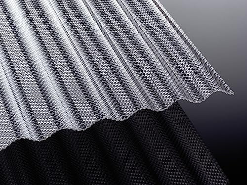 Highlux® Acrylglas-Profilplatte Wellplatte Lichtplatte, 3mm Stark, Sinus 76/18, glasklar, Wabenstrukt 1045mm x 7000mm