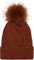 styleBREAKER Damen Strick Bommelmütze mit Rippenstrick Muster und Fleece Futter, Winter Fellbommel Mütze 04024167, Farbe:Cognac