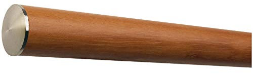 TIBU Kambala Iroko Holz Handlauf Geländer 30-500 cm mit Edelstahl Enden Wandhandlauf Wand Trepper, Länge 5000 mm / 500 cm / 5,0 m und Enden leicht gewölbte Edelstahlkappe