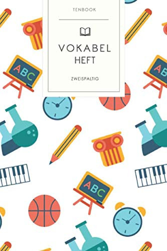 Vokabelheft: Schule Unterricht. 2 Spalten. 120 Seiten für Vokabeln mit schönem Design. Soft Cover 6x9 Zoll, ca. DIN A5 15x22cm.