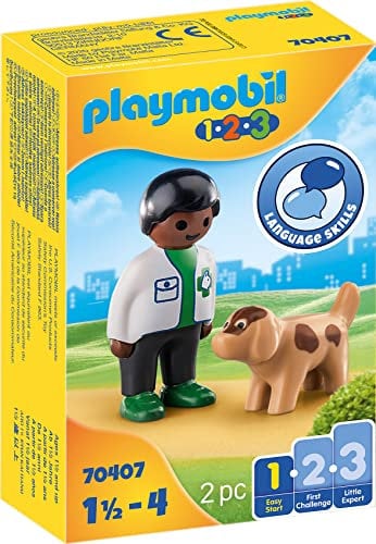 PLAYMOBIL 1.2.3 70407 Tierarzt mit Hund Ab 18 Monaten