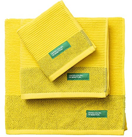 Set 3pcs toallas de baño (30 x 50 + 50 x 90 + 70 x 140 cm) 450 gsm 100% algodón amarillo Casa Benetton