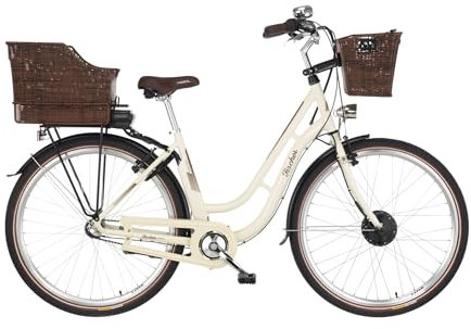 FISCHER E-Bike City CITA ER 1804, Elektrofahrrad für Damen und Herren, RH 48 cm, Frontmotor 32 Nm, 36 V Akku, elfenbein glänzend