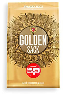Caffè Pascucci | Caffe In Grani Per Macchina Espresso Moka E Caffe Filtro Miscela Golden Sack Tostatura Chiara In Grani 250 g Sacchetto Salva Aroma Chicchi Torrefatti Espresso Intenso