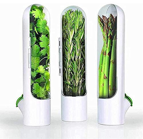 WEIZON 3pcsCoupe fraîche Tasse de conservation des légumes à la vanille, tasse légumes, rangement cuisine, pour coriandre, menthe, persil, asperges, garde les verts frais pendant 1 2 semaines