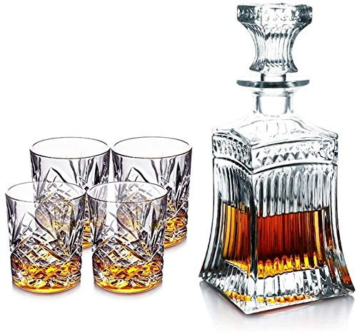 DYB Whiskey Decanter Set Whiskey Decanters，Set Of 4 Glasses And Gift Claret Jug Sets，Wine Set Sets Of 5 (Size : B)