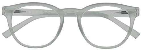 OPULIZE BLU Blaulichtfilter Lesebrille für Damen Herren, Blendfreie UV400-Schutz Federscharnier Anti-Müdigkeit, Runder Rahmen, Computerbrillen Gaming, Eis +1,00