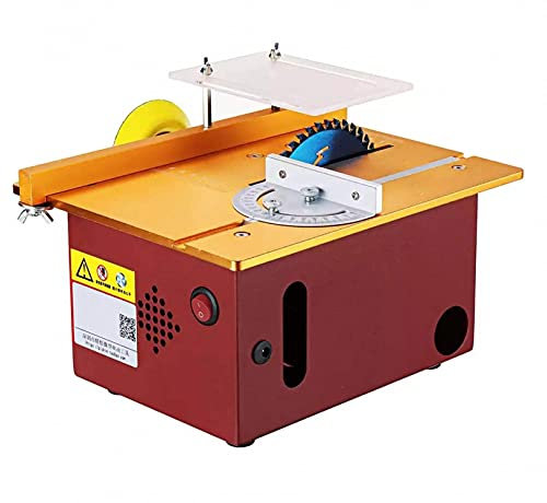 KUANDARMX Mini Scie à Table, Scies à Table De Précision Bricolage Machine De Forage De Polisseuse De Tour à Bois avec Scie à Table Relevable De Jauge à Onglets