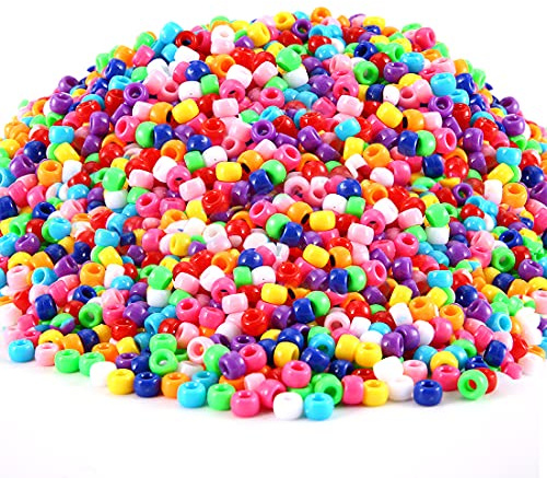 3000+ Pony Multi-Colored Bracelet & Hair Braid Beads - Plastic Craft Beads (Large Pack, Classic)