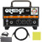 Orange Amp MD20 Micro Dark - Mini amplificatore per chitarra da 20 Watt, con cavo per strumenti in tessuto Pig Hog, alimentatore e panno Liquid Audio per la pulizia, micro amplificatore per chitarra
