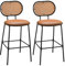 COSTWAY Barhocker 2er Set, Barstuhl mit Rückenlehne aus Rattanimitat, Küchenstühle Höhe 75 cm mit Metallgestell und Fußstütze, Tresenhocker für Bistro, Zuhause, Restaurant